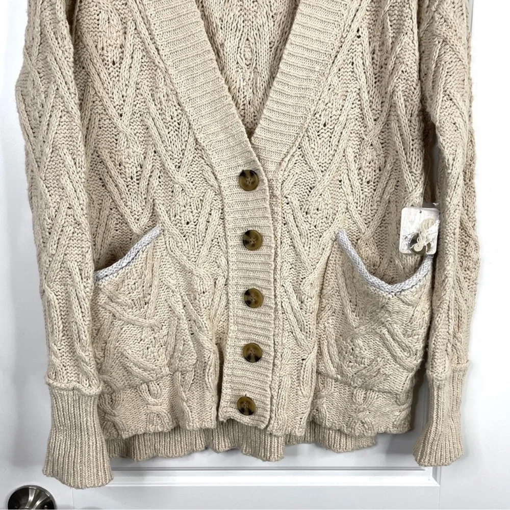 FREE PEOPLE Montana NEW Cable Knit Cardigan Sweater NEW With Tag Size XS Tea